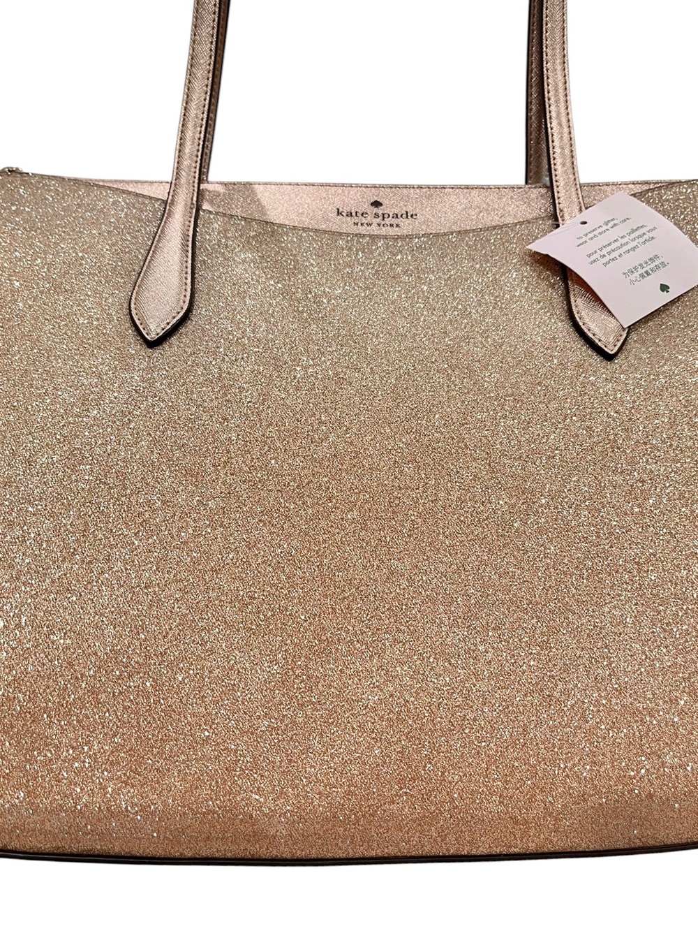 kate spade Rose Gold Glitter Tote with Wallet and Cosmetic Pouch - Picture 13 of 16